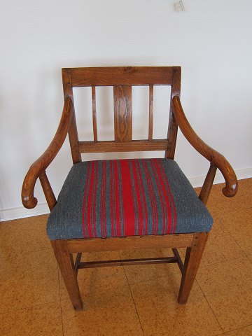 Arm chair made of ash
About 1830
New-upholstered with the original Danish antique fustian made of wool
This antique, Danish fustian is in the old hand-woven/home-woven quality from 
the years when that was the way to do it and it is NOT industrial produ